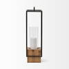 Orionis Large Wood with Black Metal Lantern Candle Holder, Lighting by Mercana, 6.69" length x 6.69" width x 23.82" height thumbnail 5