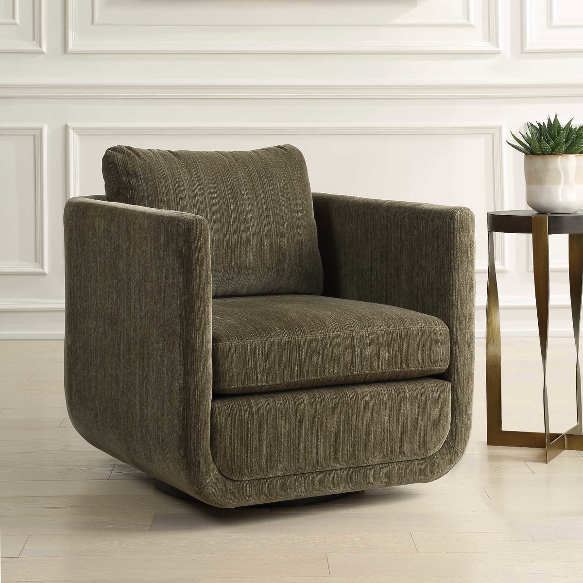 Abound Herb Swivel Chair, Accent Chair by Uttermost, 29.5" width x 26.5" height x 32" depth View 4