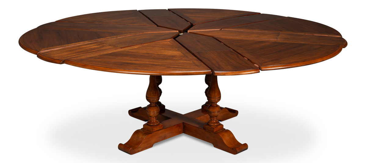 Walnut Jupe Dining Table  Ex-Large, by Sarreid, 6'8" length x 6'8" width x 2'6" height View 10