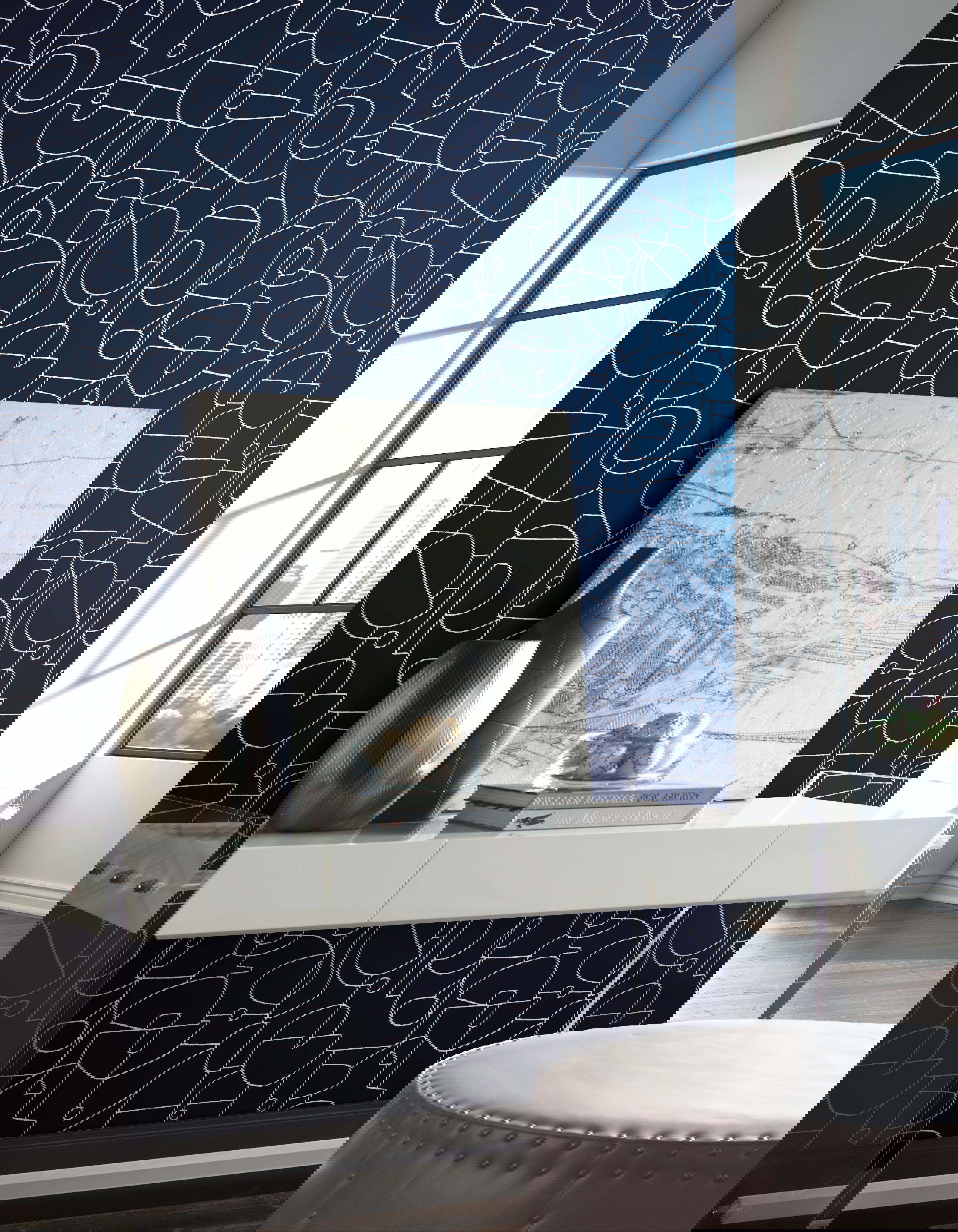 Robotics Navy Peel & Stick Wallpaper large image 
