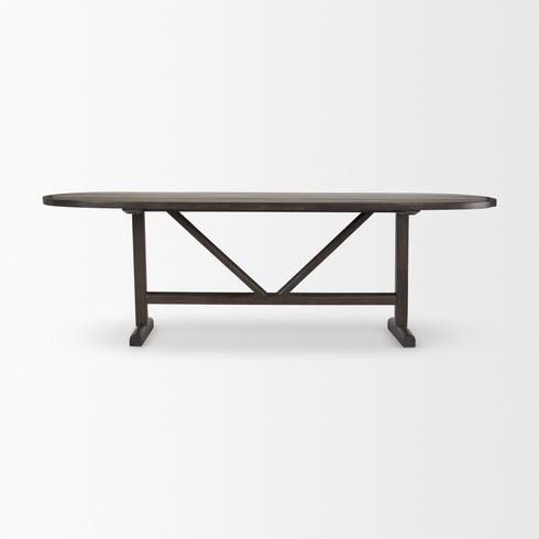 Viktor 94"L Dark Brown Solid Wood Dining Table