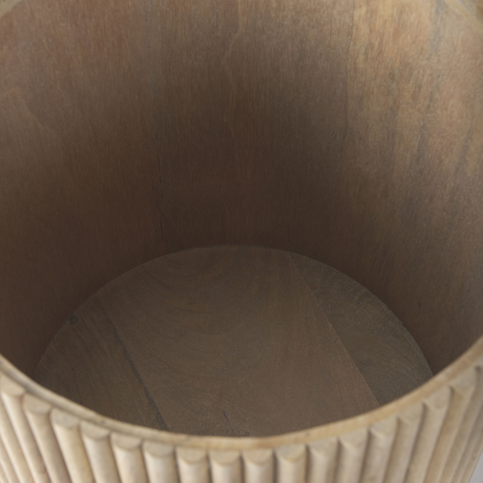 Terra 18L x 18W x 22H Light Brown Wood Fluted Round Side Table large image 