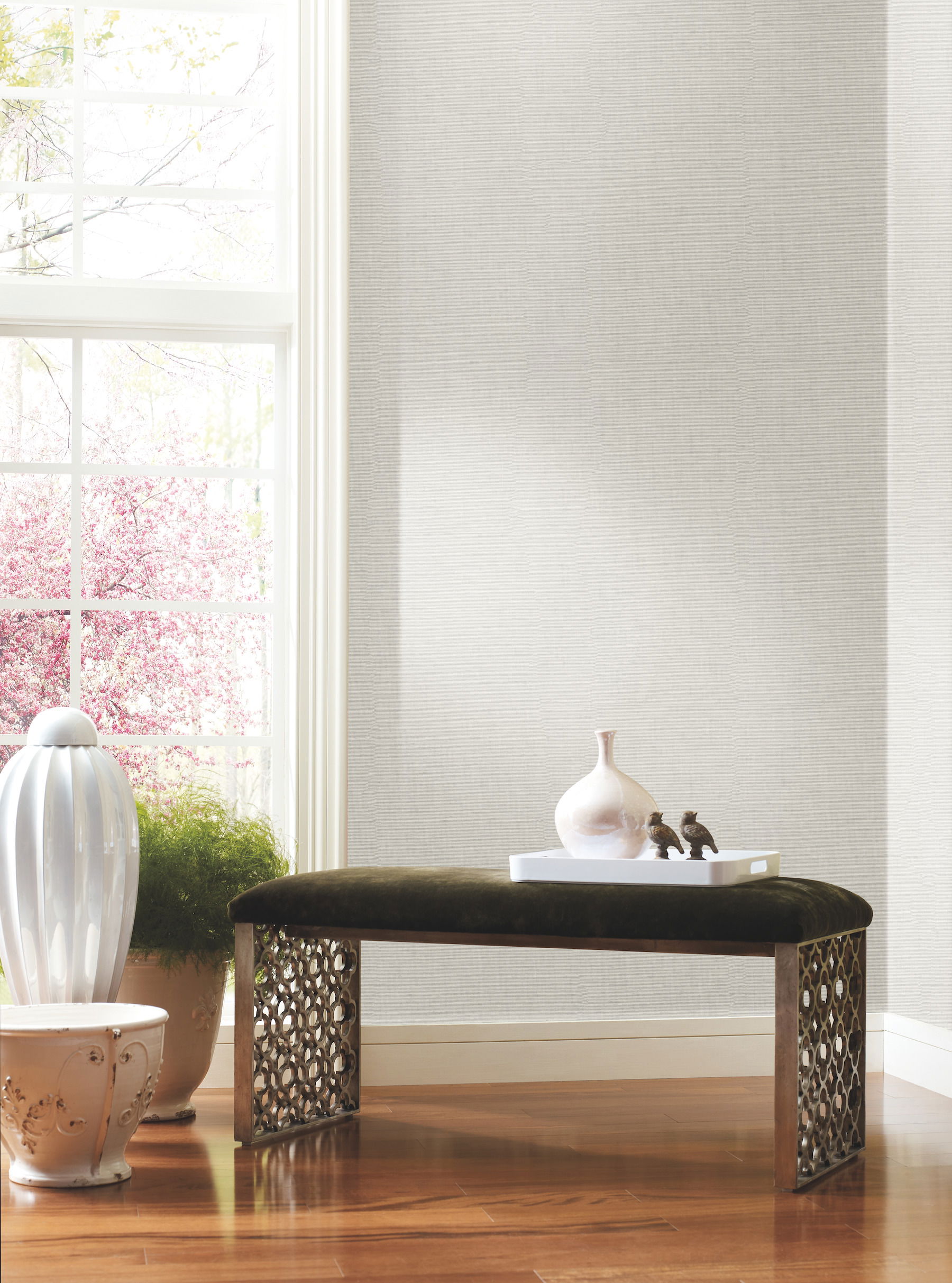 Textile Sisal Grasscloth Light Grey Wallpaper large image 