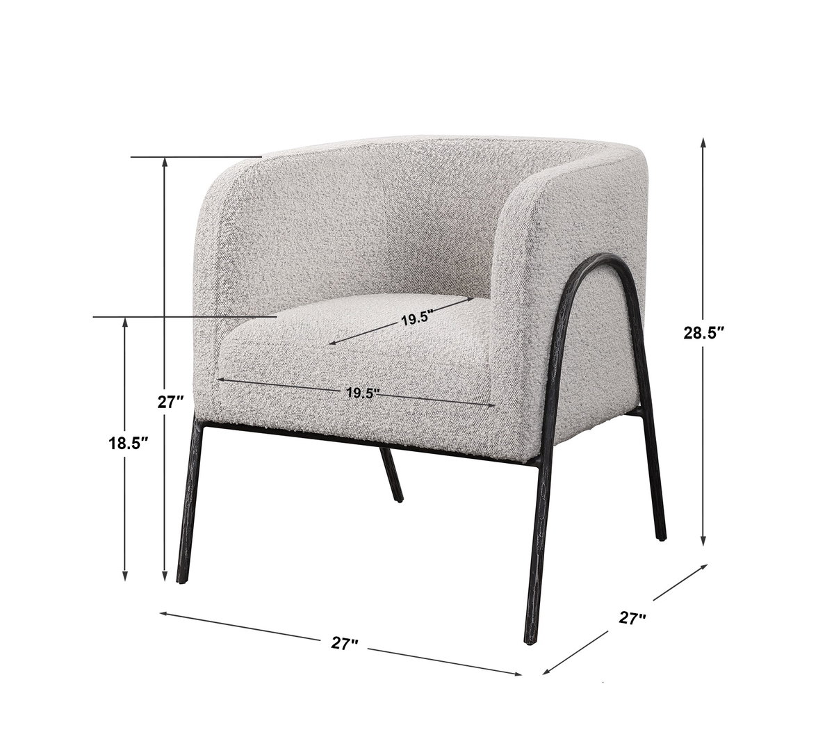 Jacobsen Accent Chair, Furniture by Uttermost, 27" width x 29" height x 27" depth View 3
