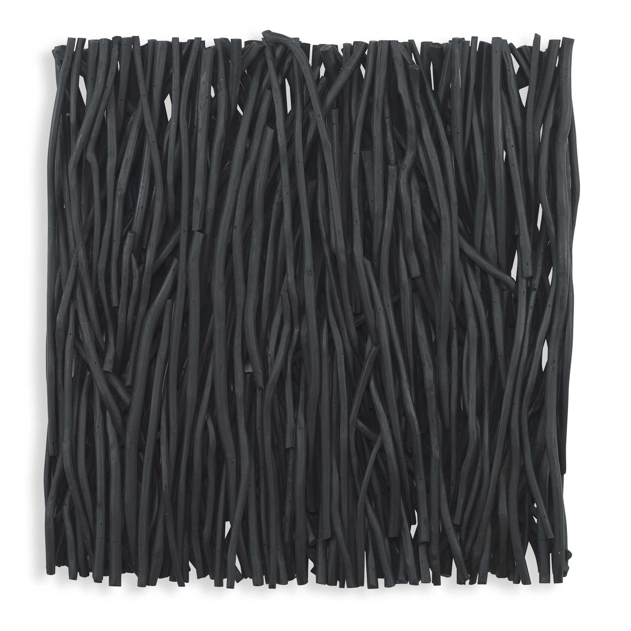 Gathered Teak Square Black Wood Wall Decor large image 