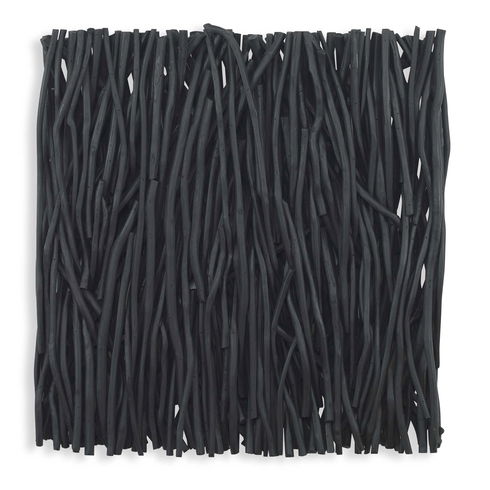 Gathered Teak Square Black Wood Wall Decor