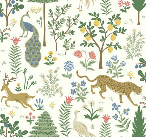 Menagerie White & Brown Wallpaper