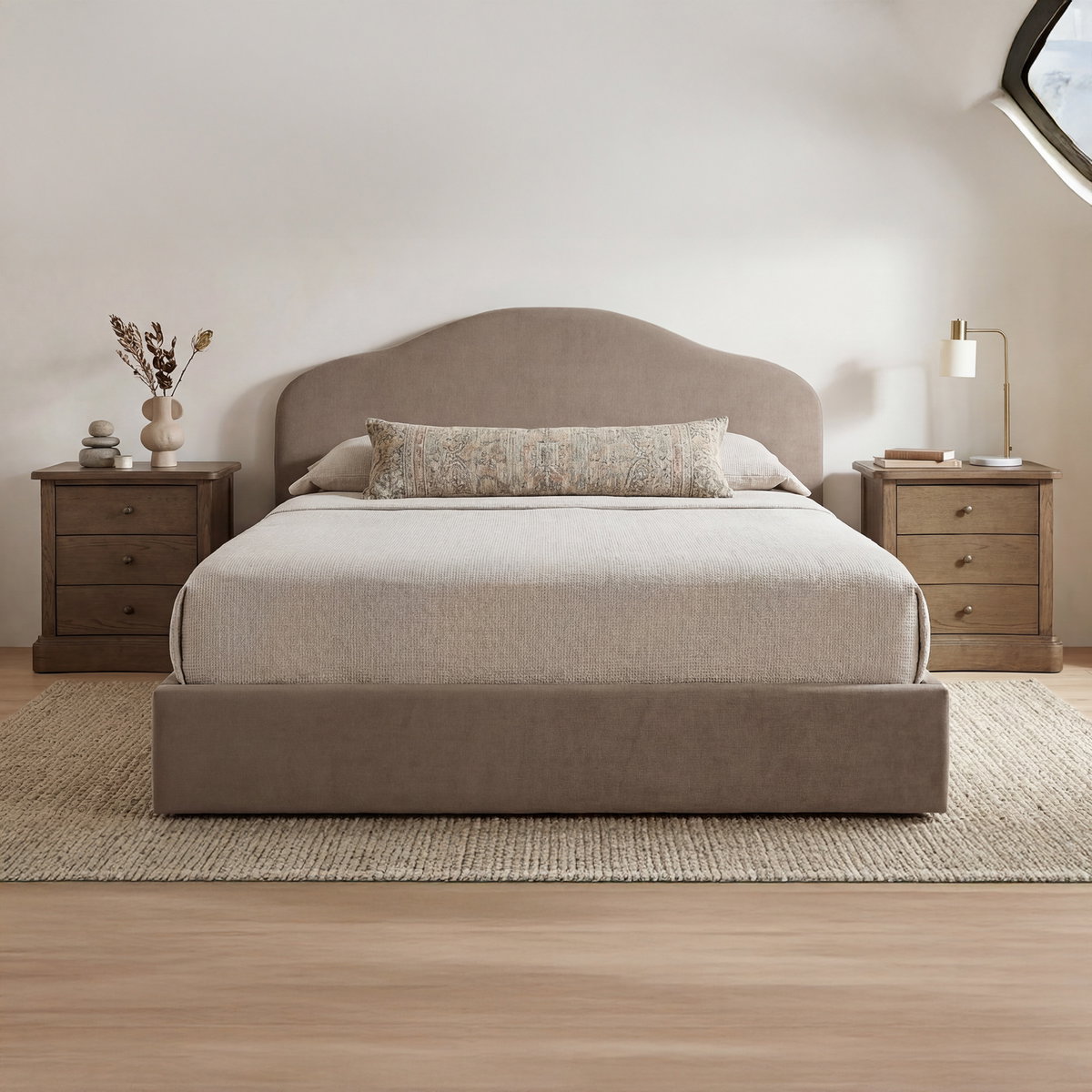 Maggie Queen Storage Bed Taupe, by Moe's Home, 6'0.24" width x 3'9.86" height x 7'3.6" depth View 7