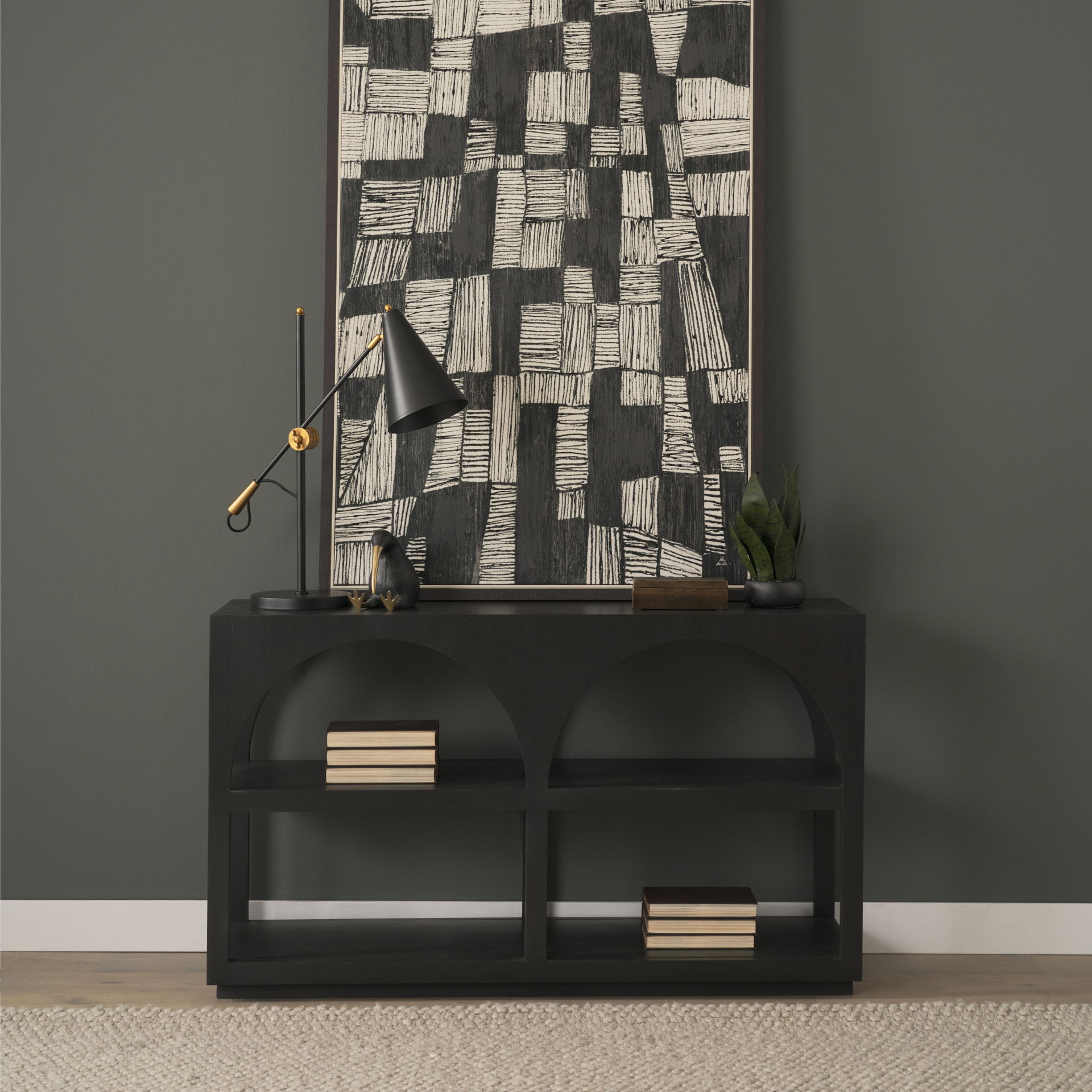 Fragon II(26'H) Black/Gold Metal Adjustable Cone Shade Table Lamp, by Mercana, 9" length x 9" width x 26" height View 3