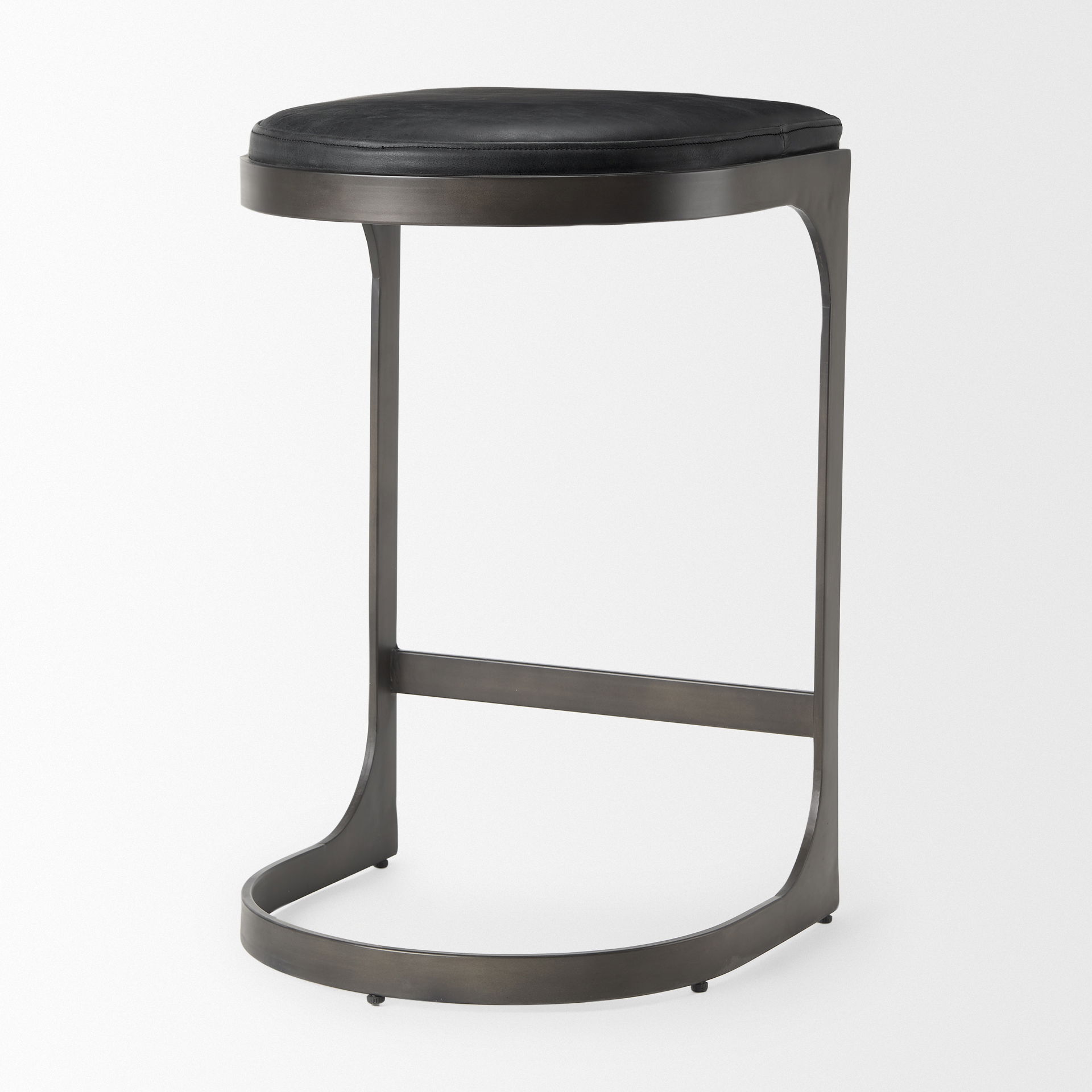 Tyson 17L x 18W x 28H Black Leather with Metal Frame Counter Stool large image 