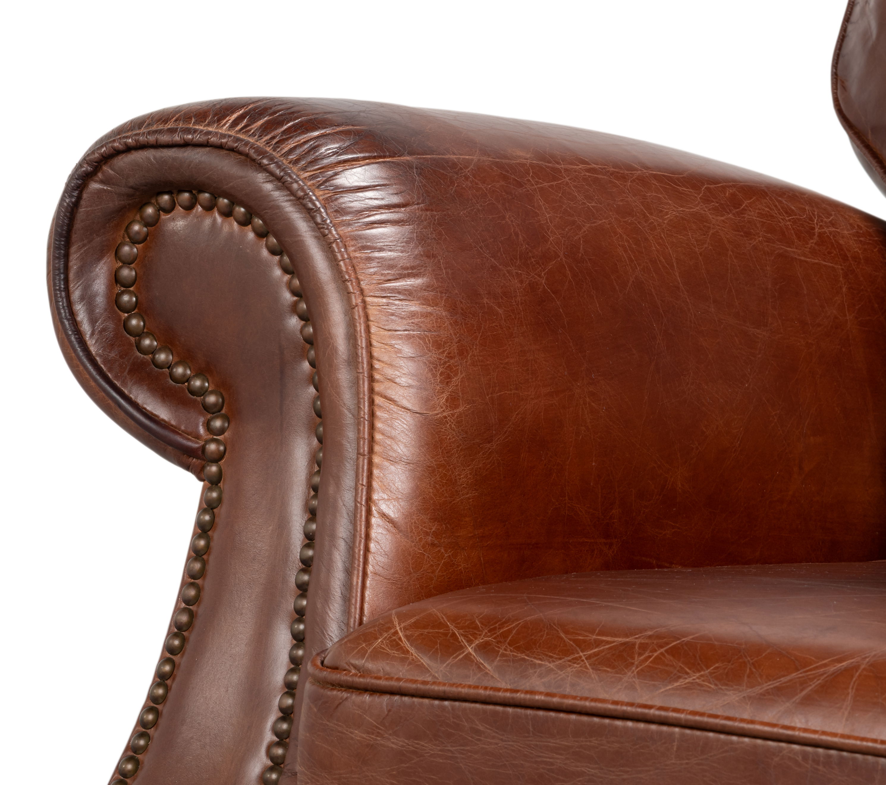 Roosevelt Leather Recliner, Seating by Sarreid, 39" length x 38" width x 39" height View 4