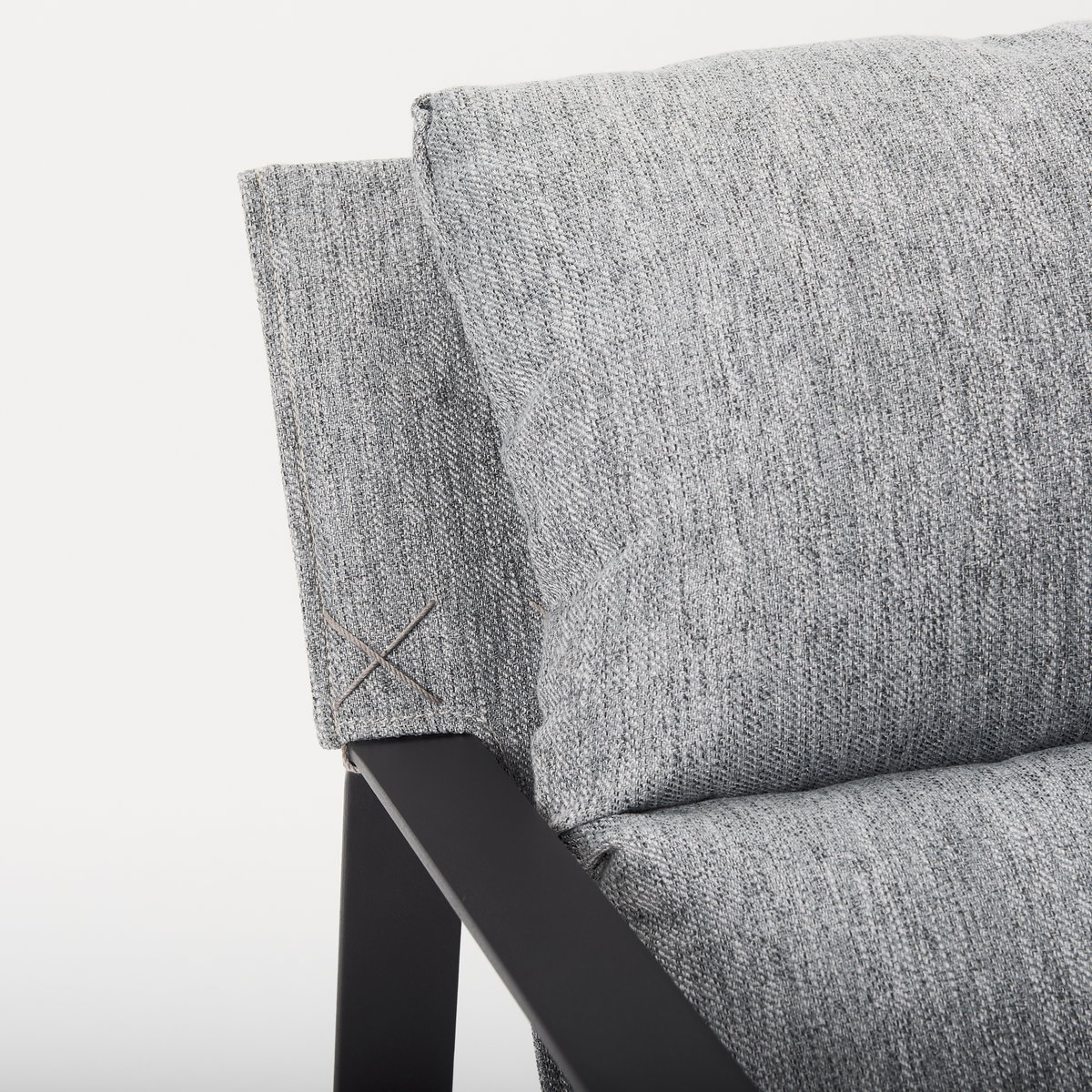 Guilia Castlerock Gray With Metal Frame Sling Accent Chair, by Mercana, 26.77" length x 34.88" width x 29.96" height View 12