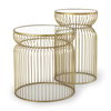 Shani Set of 2 Round, Gold Metal with Glass Accent Tables, Side & End Table by Mercana, 19" length x 19" width x 20.25" height thumbnail 1