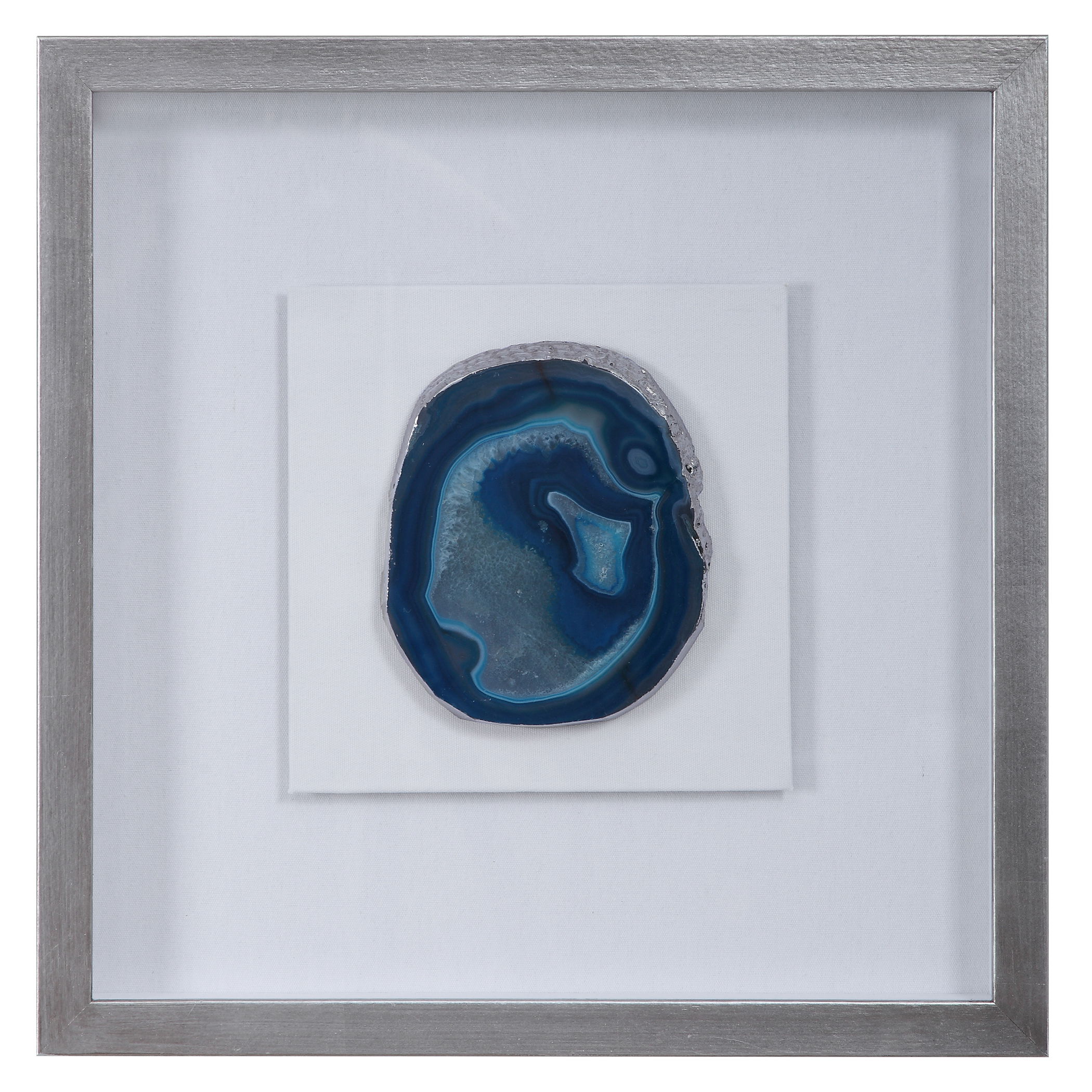 Kalia Blue Stone Shadow Box, Sculptural Wall Art by Uttermost, 19.75" width x 19.75" height x 2" depth View 1