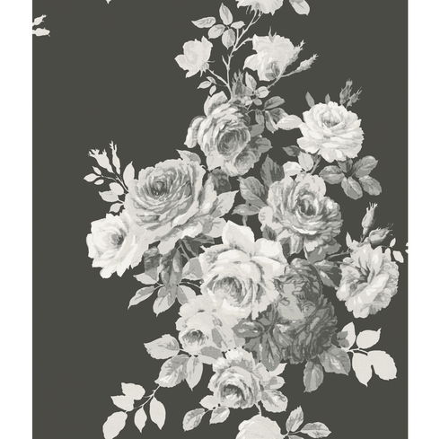 Tea Rose Black & White Wallpaper