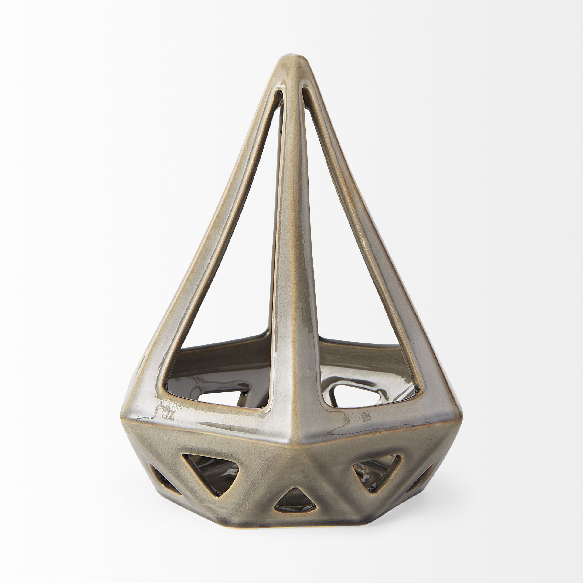Hood  Bronze Geometric Ceramic Object, Decorative Object by Mercana, 7.68" length x 7.68" width x 9.45" height View 4