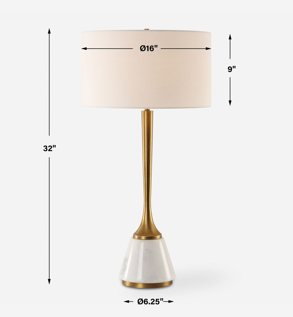 Avola White Marble Table Lamp, by Uttermost, 16" width x 32" height x 16" depth View 3