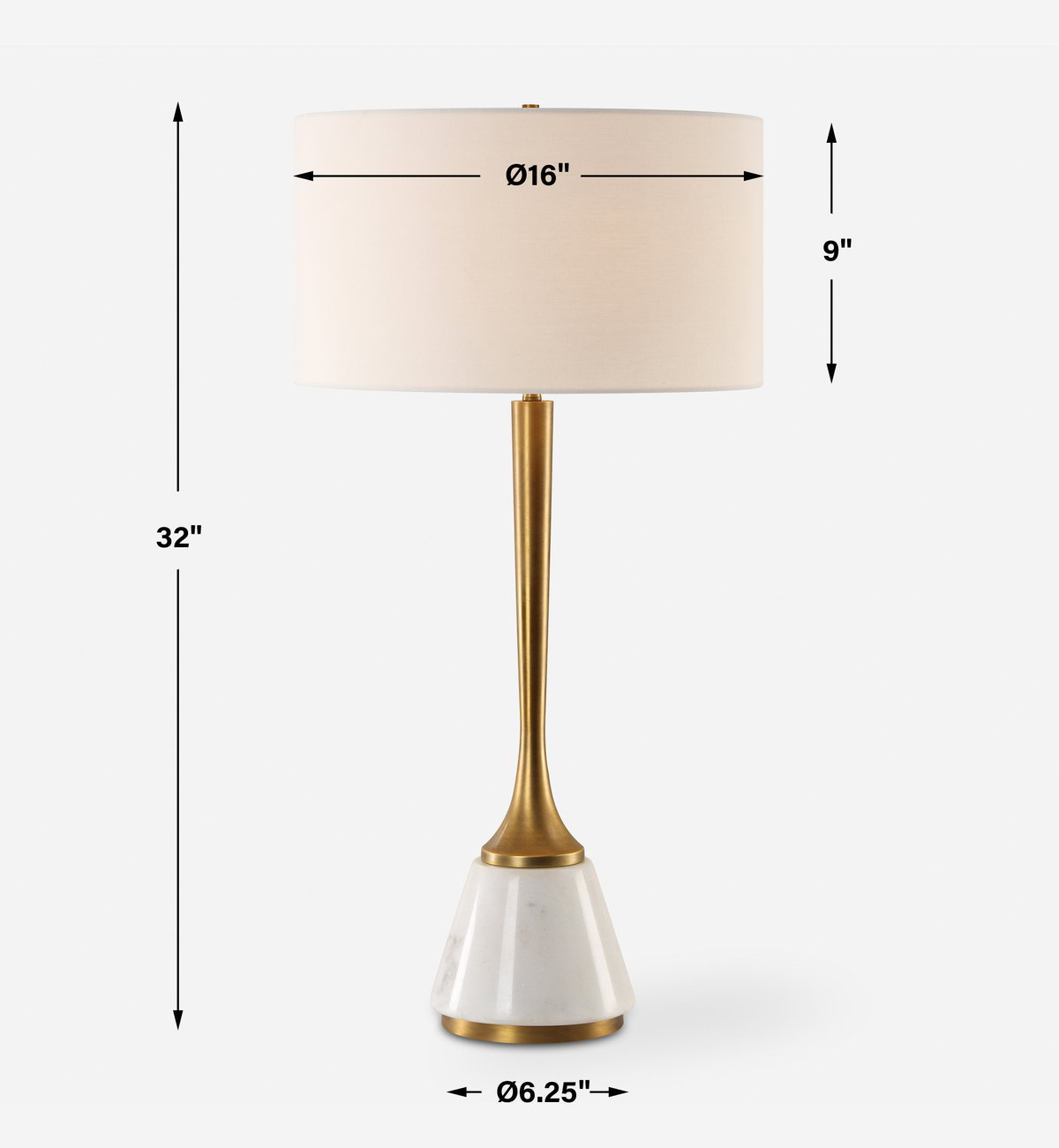 Avola White Marble Table Lamp, by Uttermost, 16" width x 32" height x 16" depth View 3