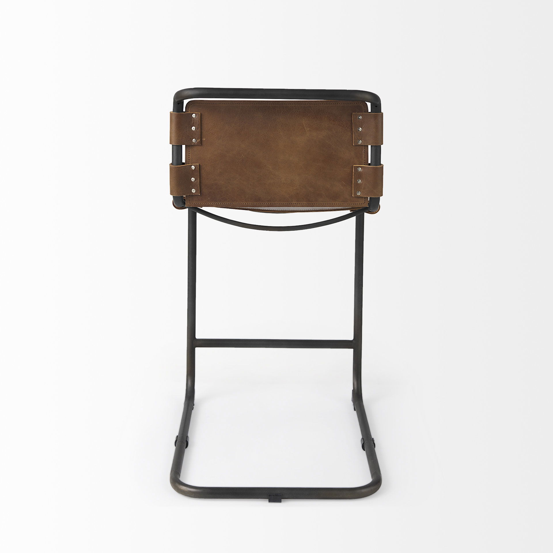 Berbick 20.5 x 24.75 x 39 Medium Brown Leather with Iron Frame Counter Stool, Counter & Bar Stool by Mercana, 20.5" length x 24.8" width x 39" height View 5
