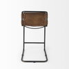 Berbick Low Back 26in Seat Counter Stool | Brown Leather with Gray Metal, Counter & Bar Stool by Mercana, 20.5" length x 24.8" width x 39" height thumbnail 5