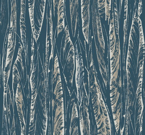 Native Leaves Navy Wallpaper