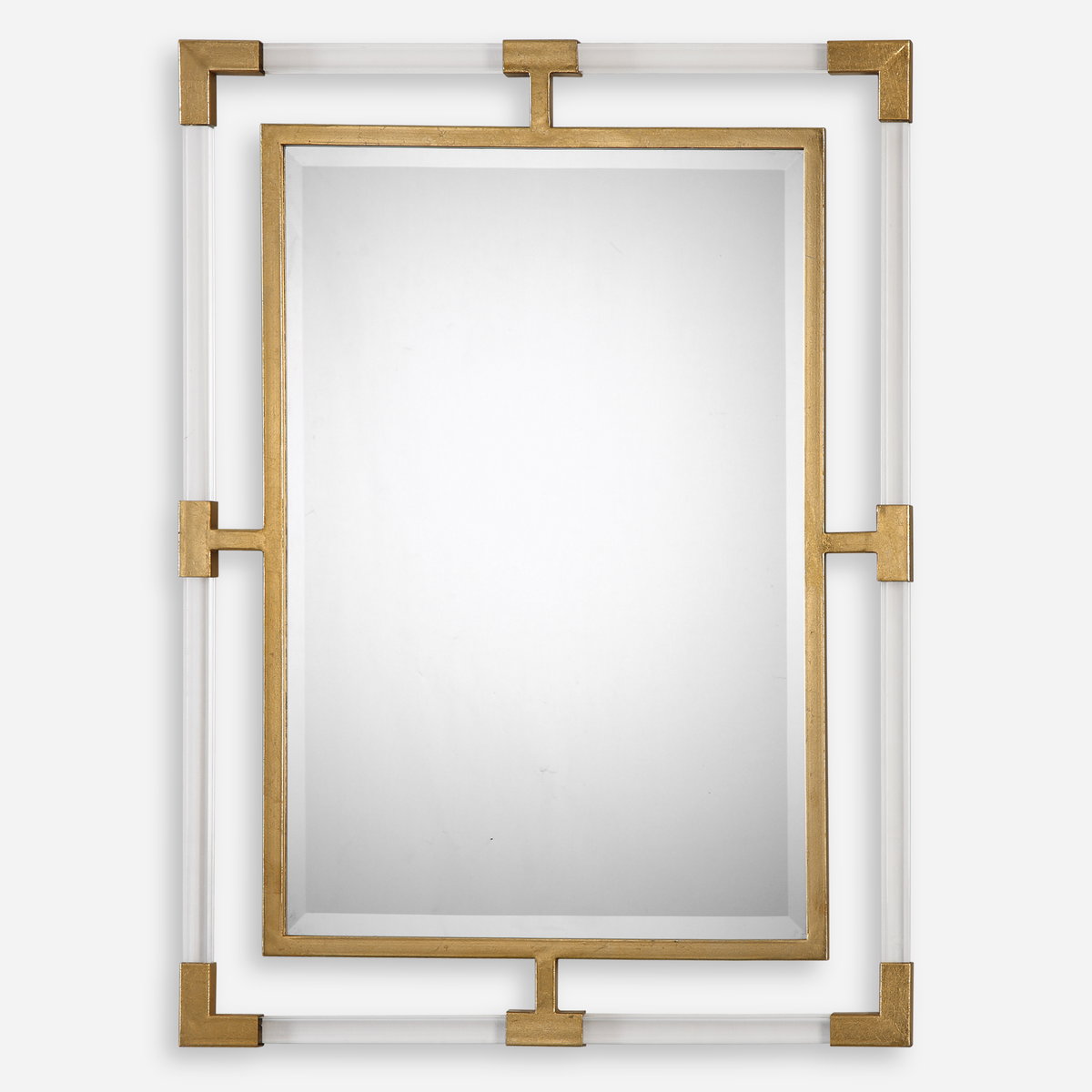 Balkan Modern Gold Wall Mirror, by Uttermost, 27.5" width x 37.5" height x 1.37" depth View 1