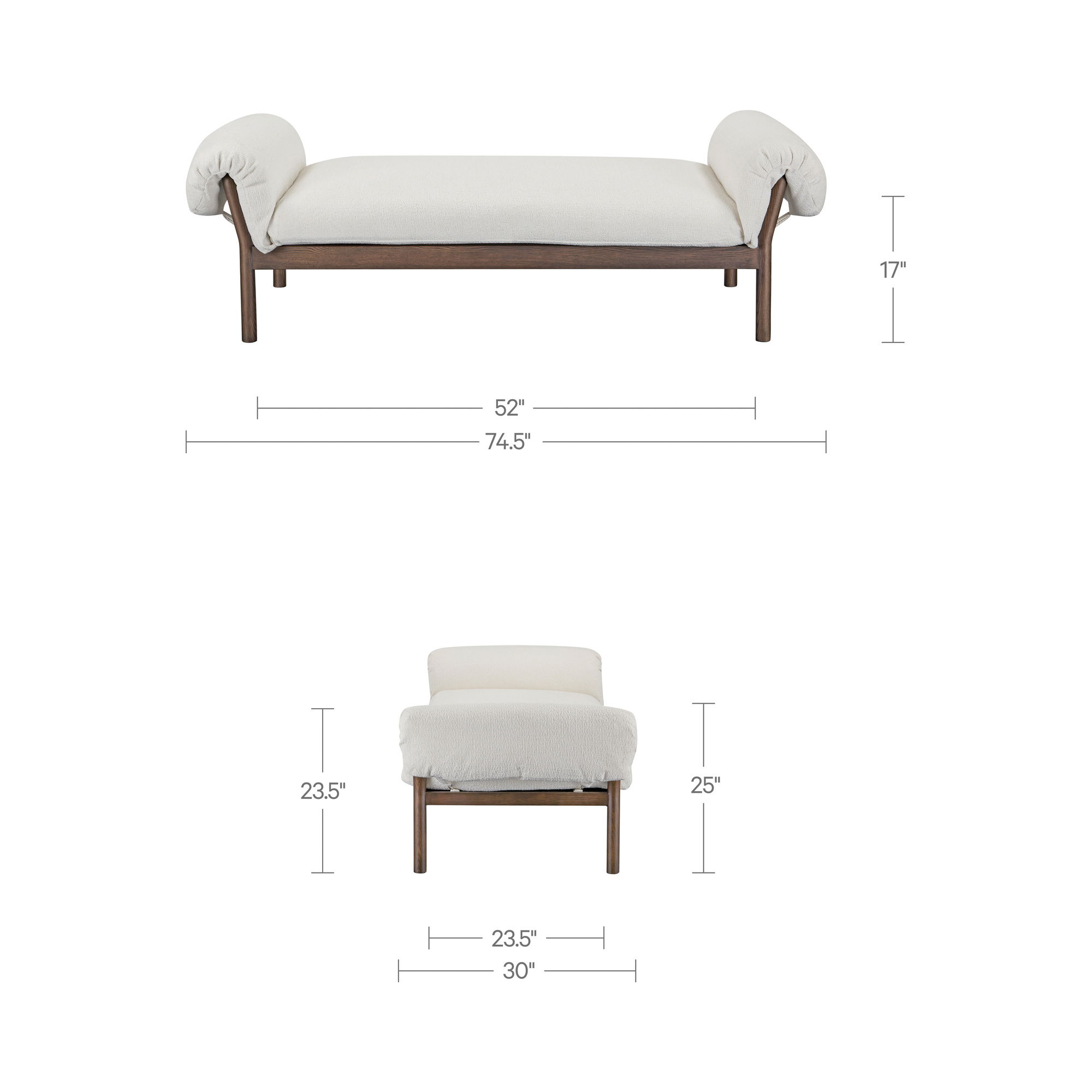 Cardero Daybed Ivory, Chaise Lounges & Daybed by Moe's Home, 74.5" width x 23.5" height x 30" depth View 10
