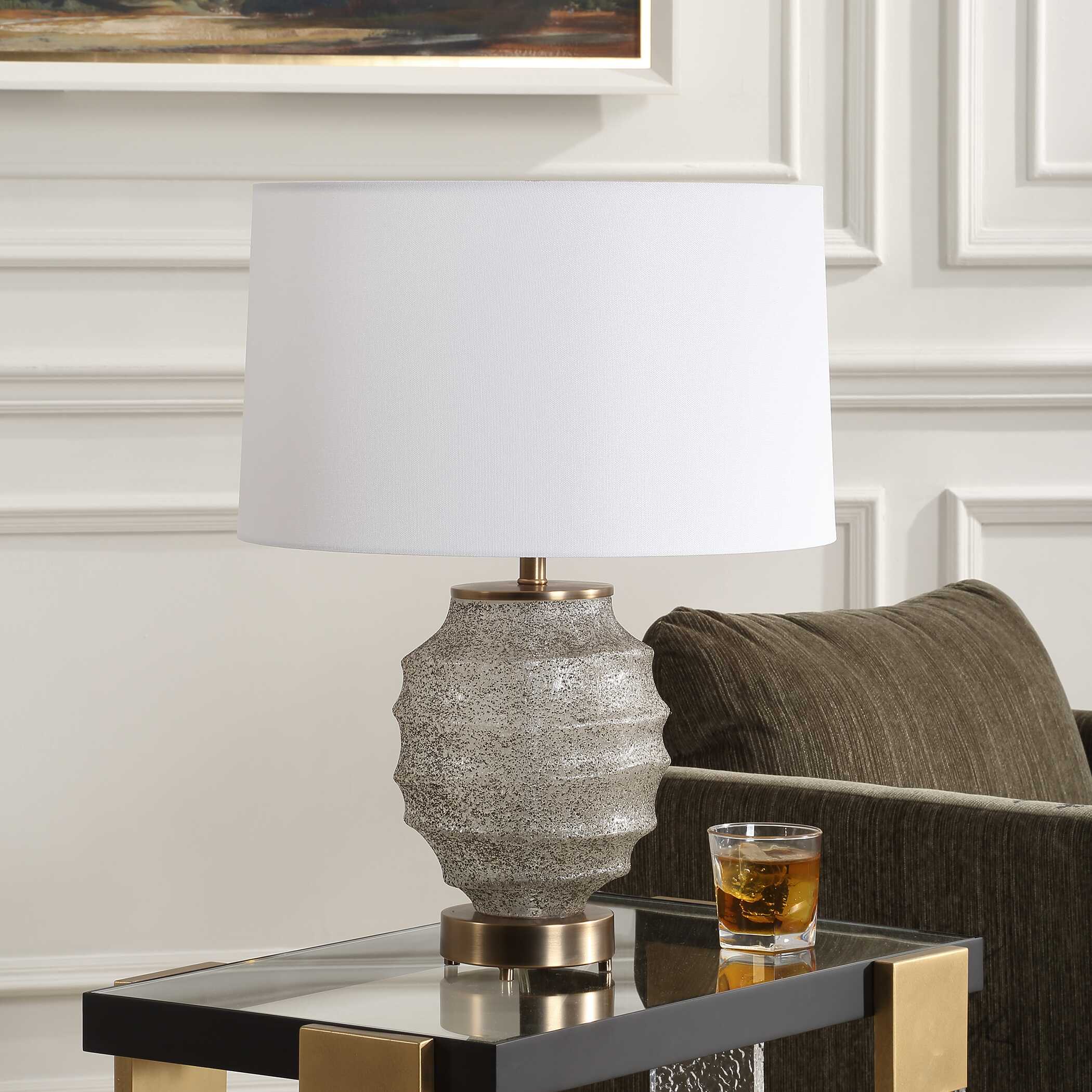 Acosta Ribbed Table Lamp, by Uttermost, 17" width x 22.25" height x 17" depth View 4