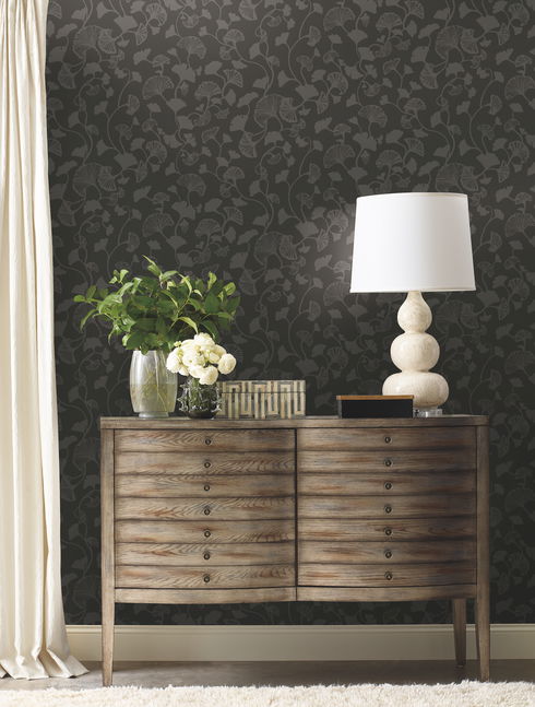 Gingko Trail Black Wallpaper