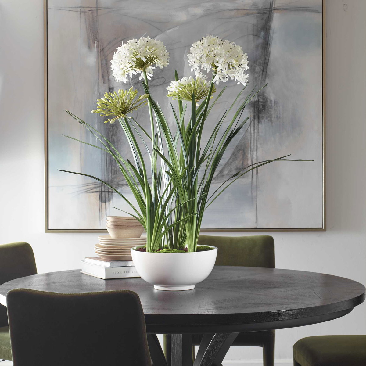 Purity Agapanthus Centerpiece, Artificial Plants & Flower by Uttermost, 30" width x 38.5" height x 30" depth View 3