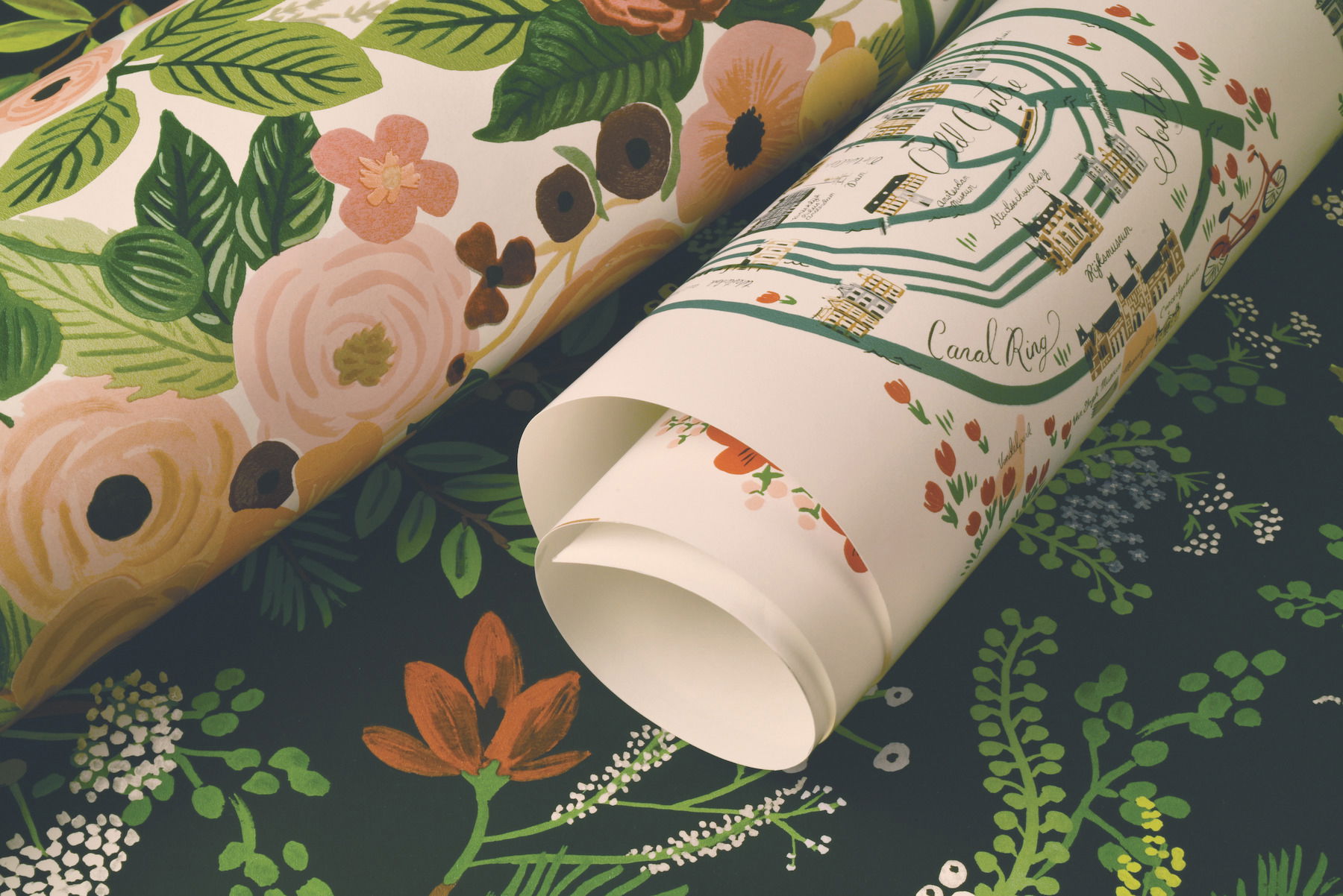 Garden Party Burgundy Peel & Stick Wallpaper large image 