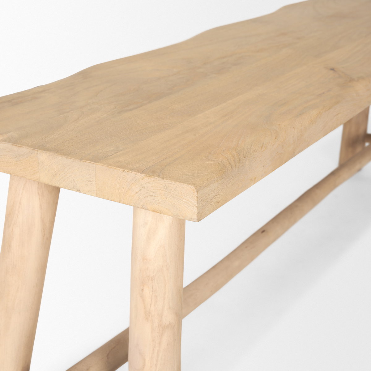 Sekou Light Brown Wooden Craftsman Bench, Benche by Mercana, 56" length x 16" width x 19" height View 8