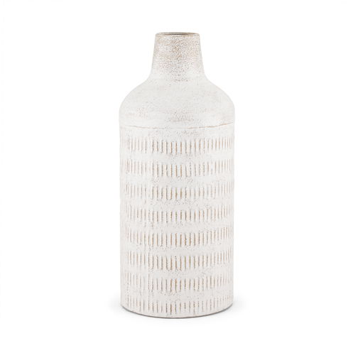Tisha Large White with Terracotta Distressing Metal Vase