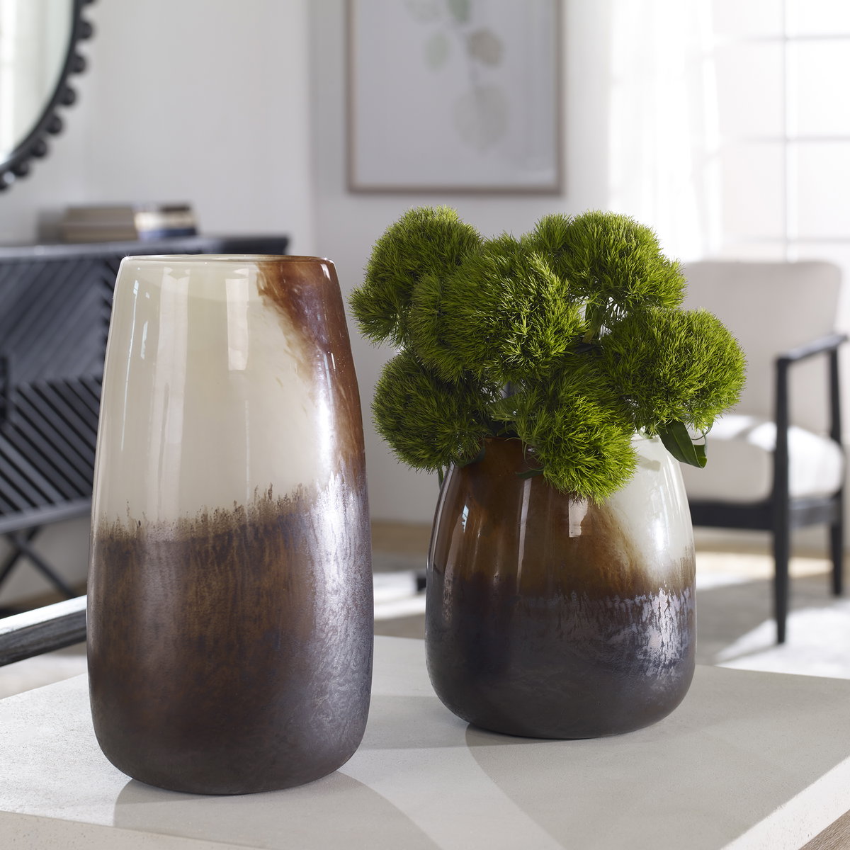 Desert Wind Glass Vases Set/2, by Uttermost, 6.5" width x 12.25" height x 6.5" depth View 2