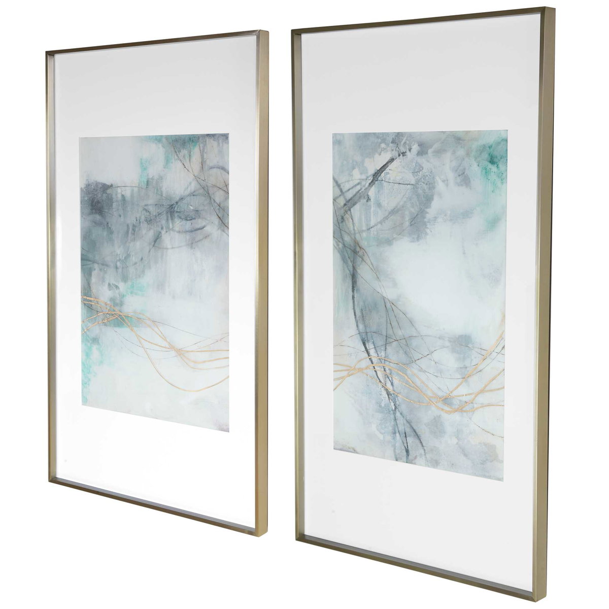Undulating Oro Abstract Prints Set/2, Painting by Uttermost, 25" width x 45" height x 2" depth View 5