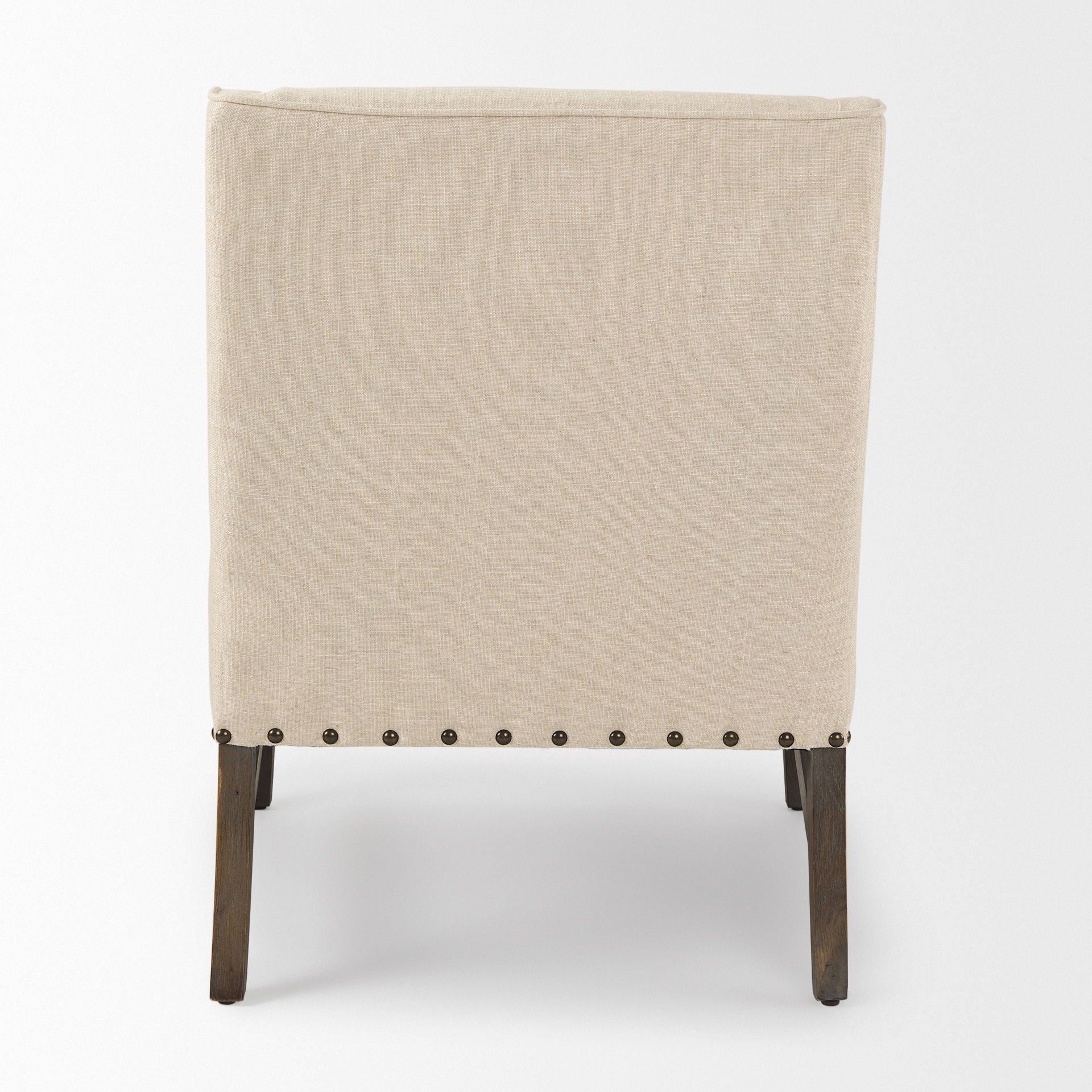 Kensington Cream Linen Fabric and Wood Accent Chair, by Mercana, 28.25" length x 29.5" width x 35.75" height View 6
