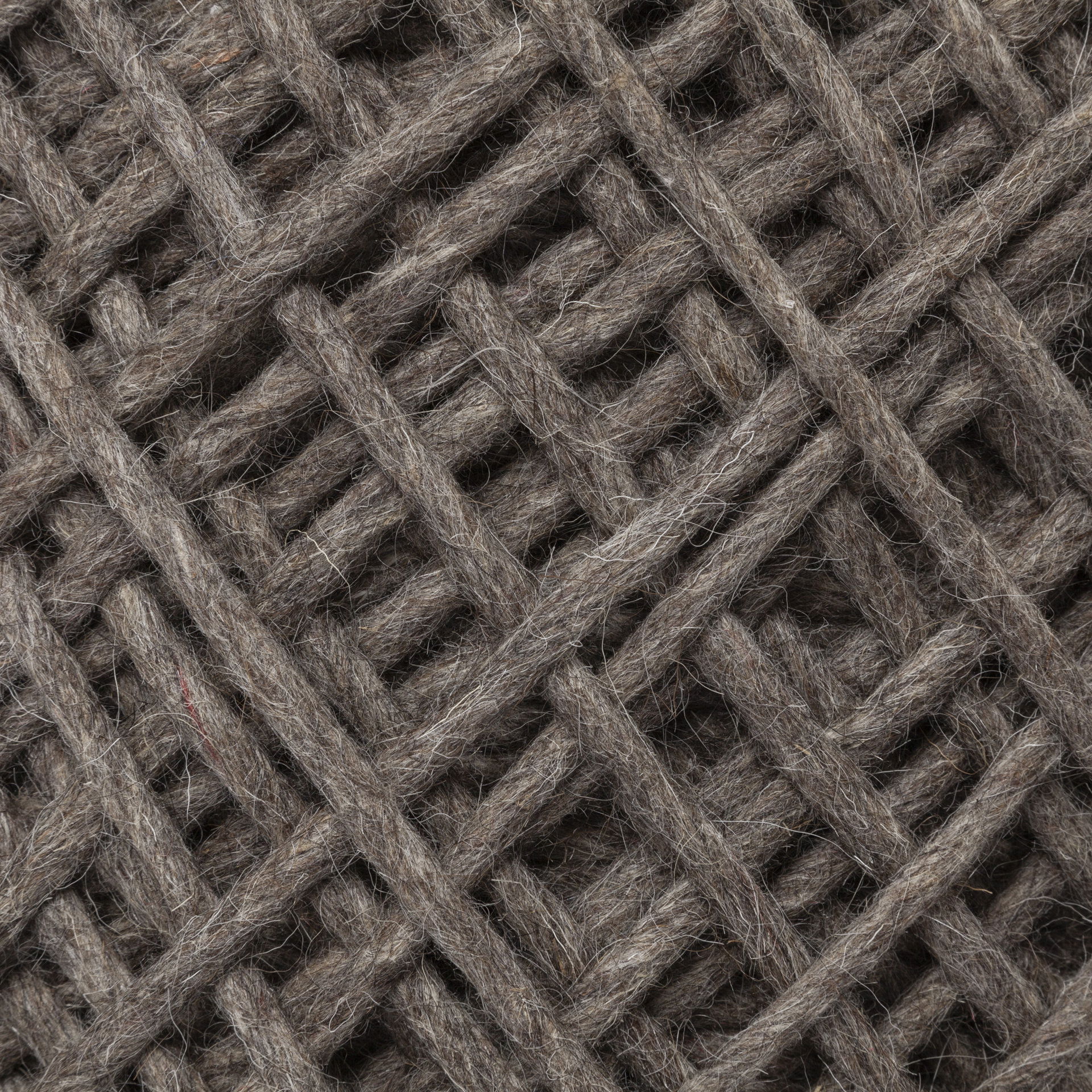 Allium Dark Brown Handwoven Wool Cylindrical Pouf, Ottoman by Mercana, 15.75" length x 15.75" width x 17.75" height View 5