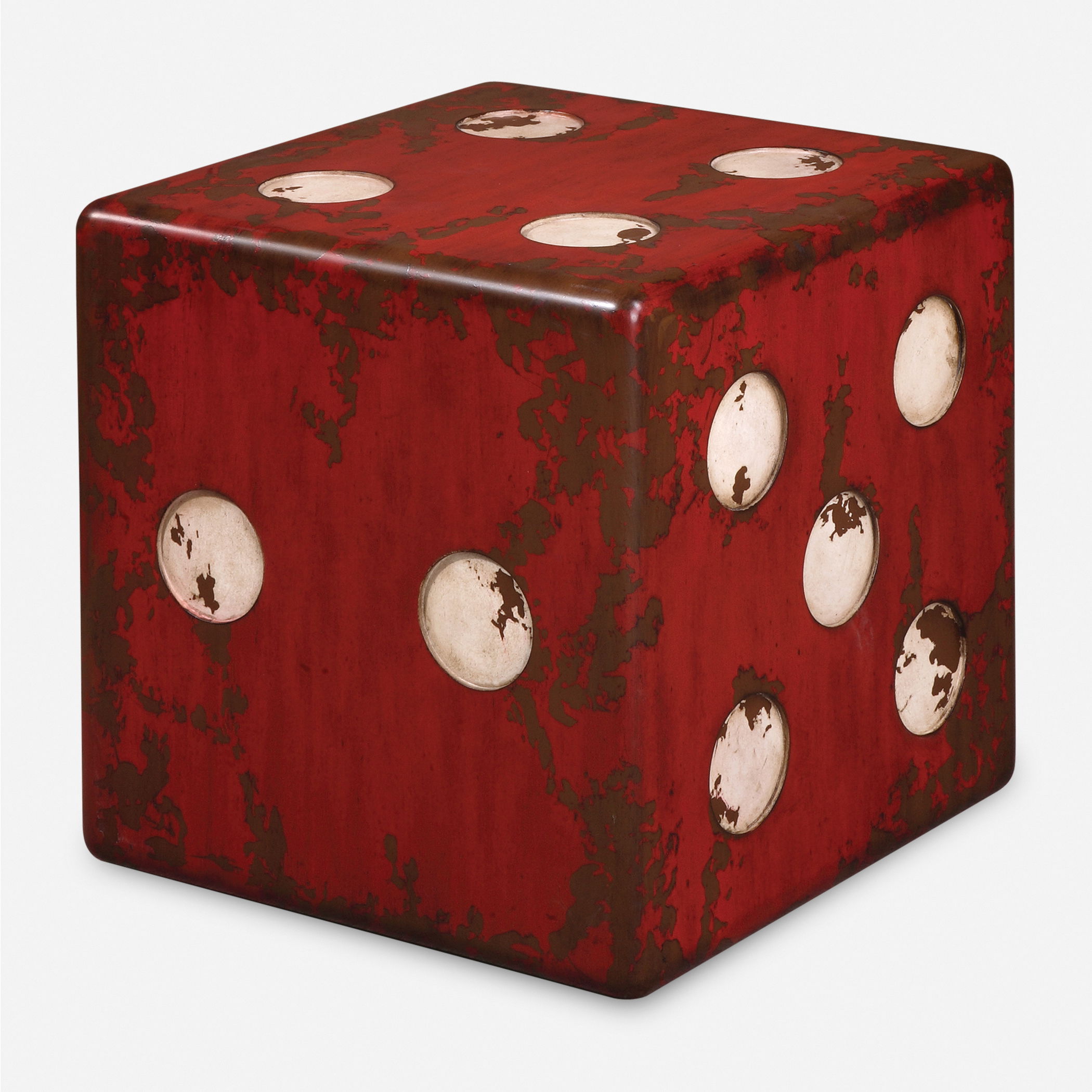 Dice Red Accent Table, Furniture by Uttermost, 18.75" width x 18.75" height x 18.75" depth View 1
