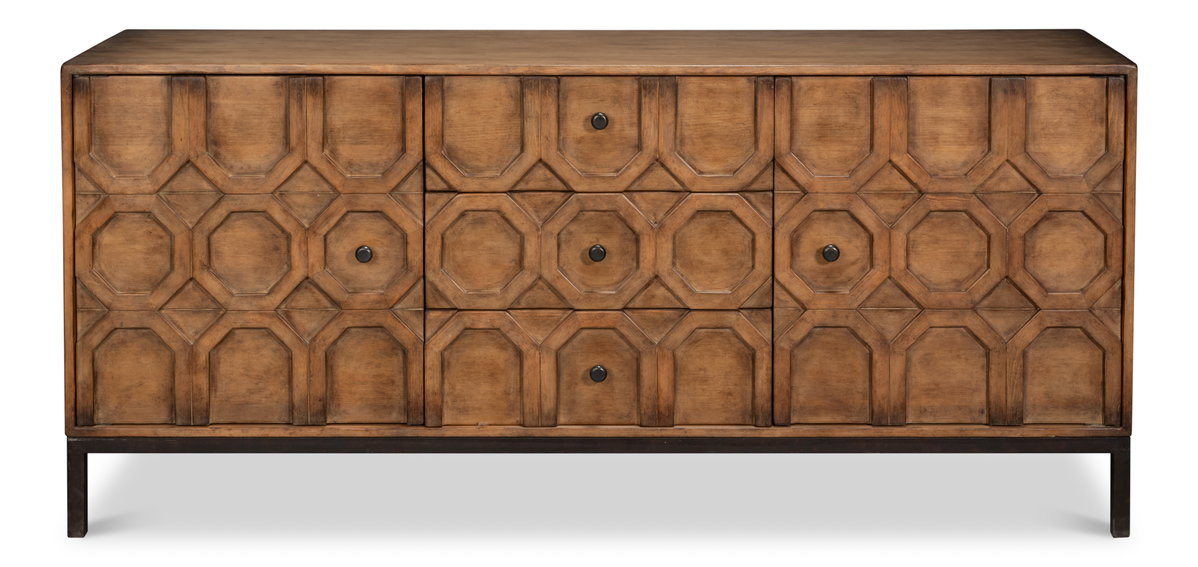 Becket Sideboard  Brown, by Sarreid, 1'8" length x 6'2" width x 2'9" height View 2
