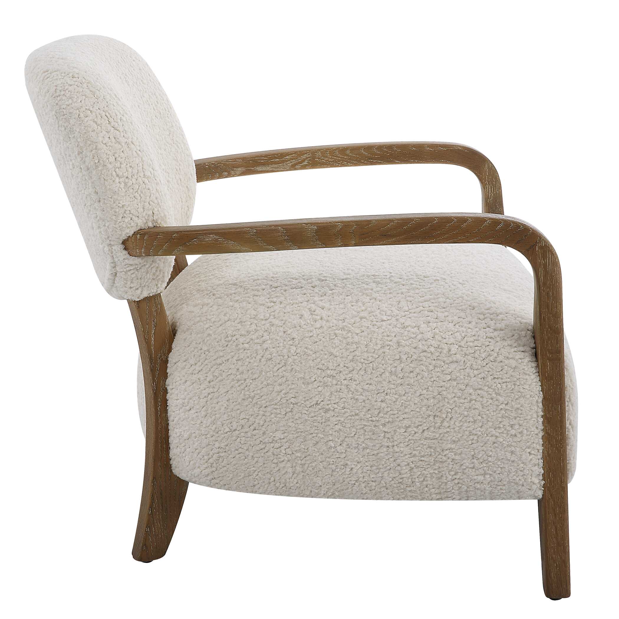 Telluride Natural Shearling Accent Chair, Furniture by Uttermost, 28" width x 29" height x 30" depth View 6