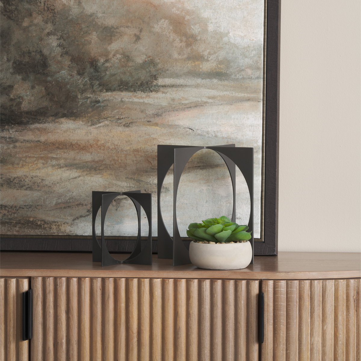 Lima Gunmetal Gray Metal Small Decorative Object, by Mercana, 6" length x 6" width x 6" height View 2