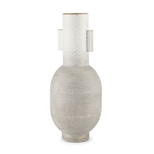 Torres Tall Textured Off White with Gold Metal Vase