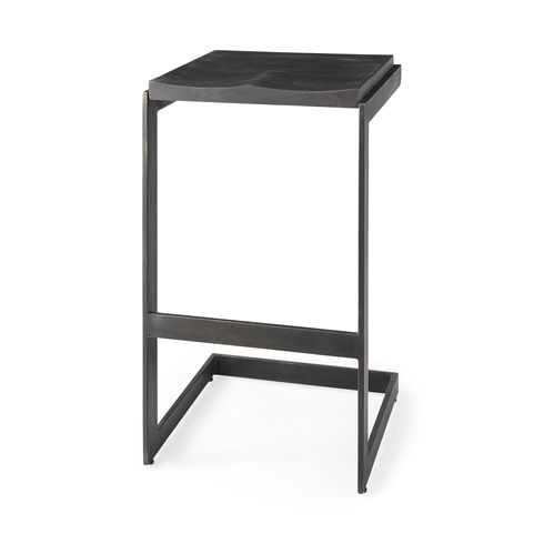 Kiran 17L x 17W x 30H Black Wood with Black Metal Base C-Shape Bar Stool