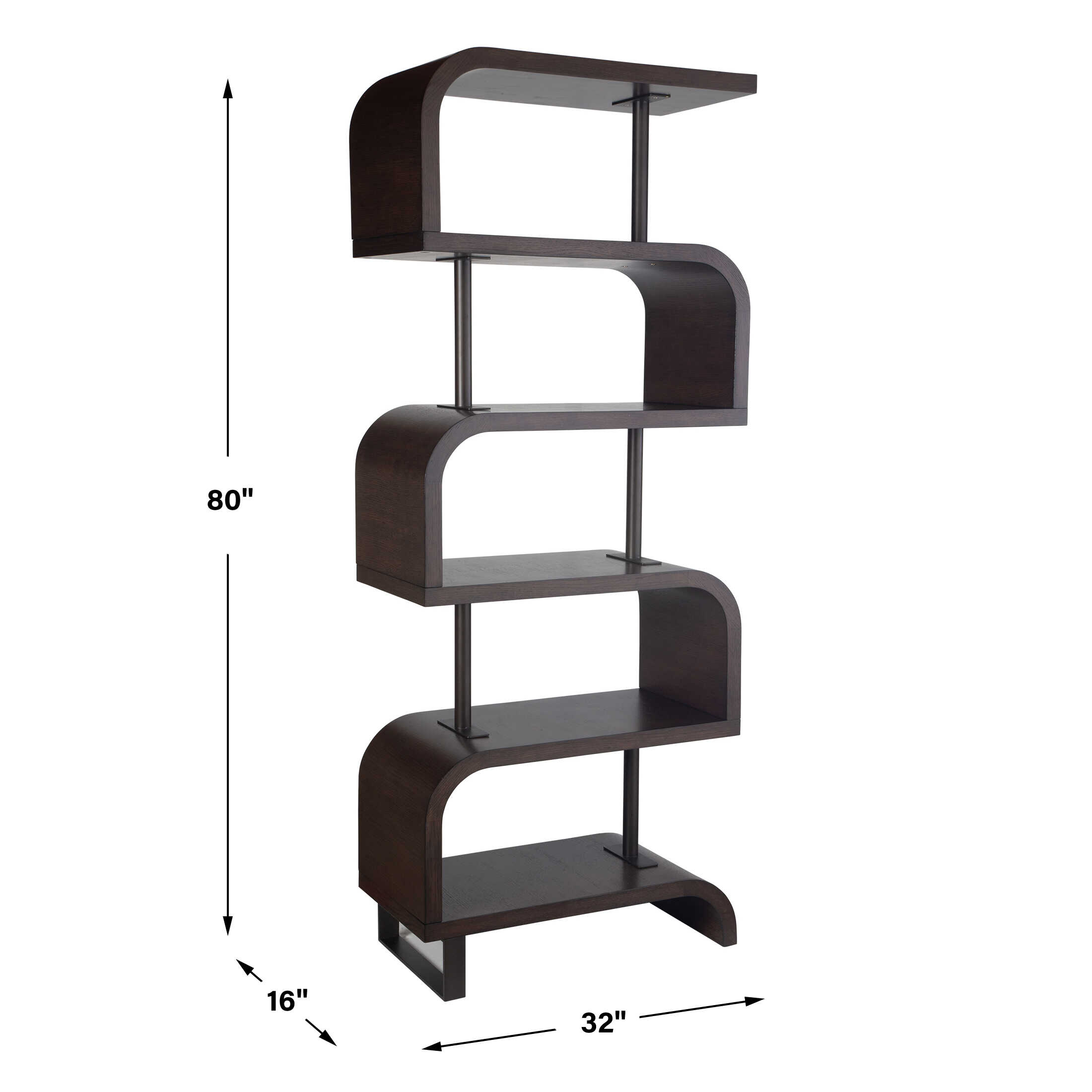 Bia Chocolate Etagere, Furniture by Uttermost, 32" width x 80" height x 16" depth View 3