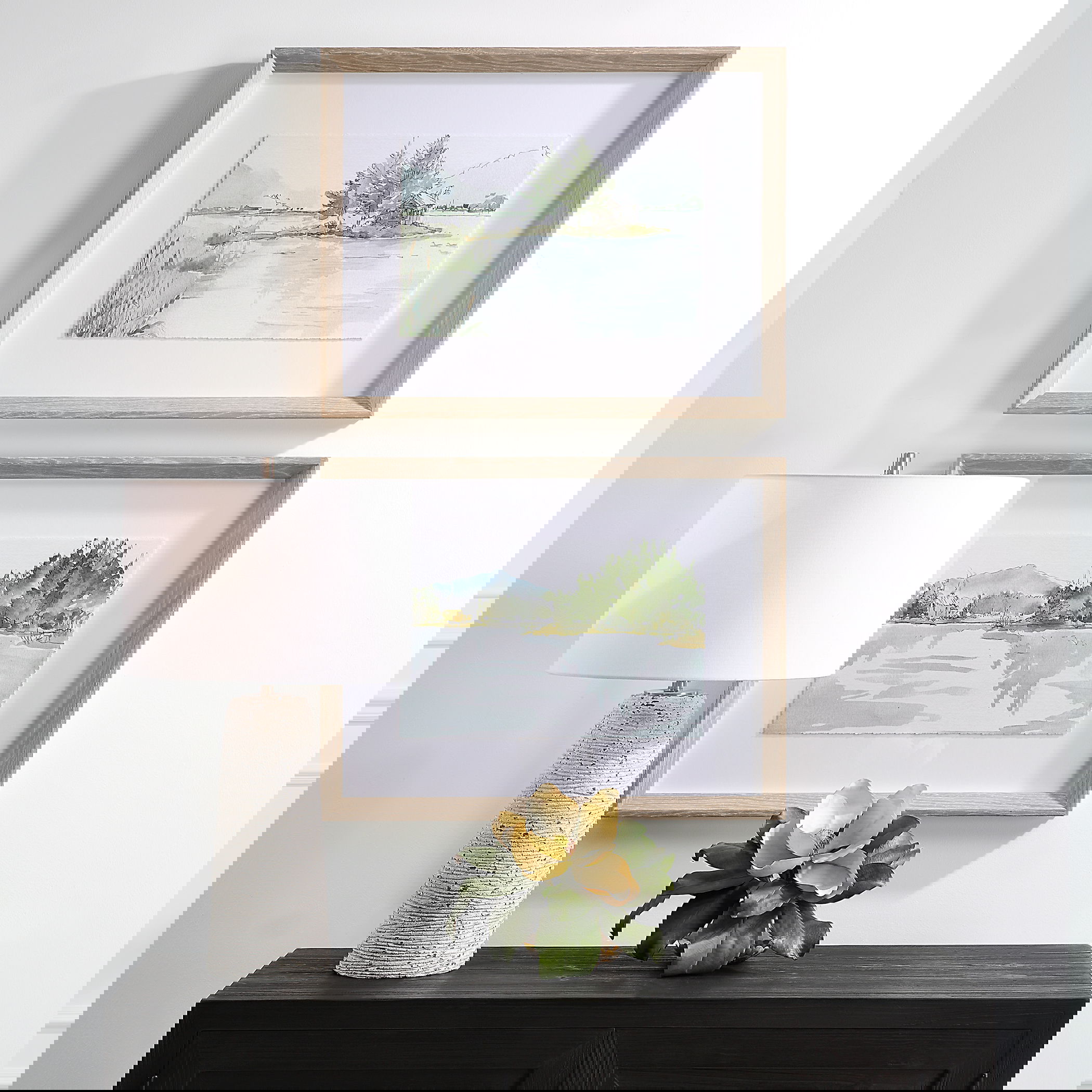 Serene Lake Framed Prints Set/2, Painting by Uttermost, 26.25" width x 20.25" height x 2" depth View 2