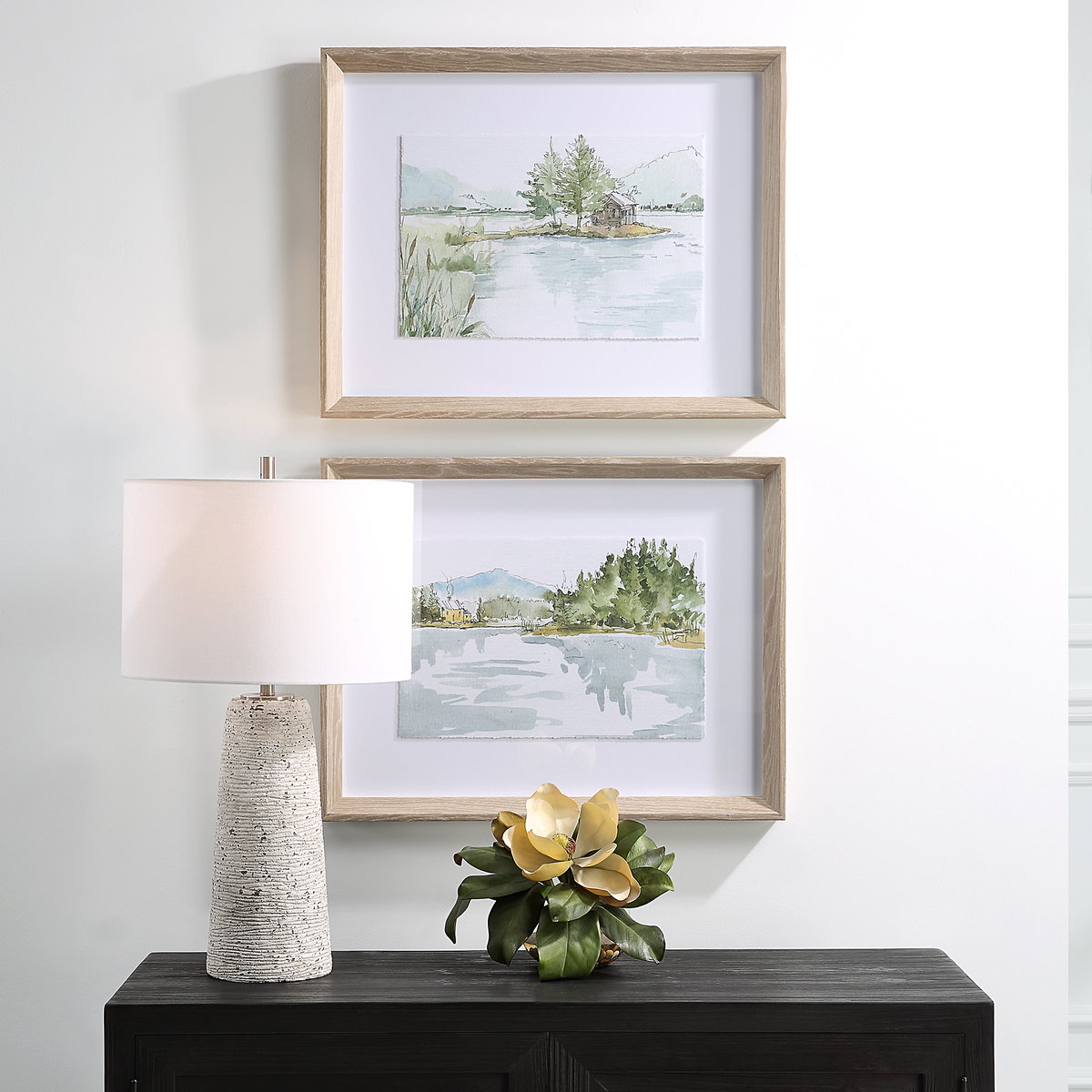 Serene Lake Framed Prints Set/2, Painting by Uttermost, 26.25" width x 20.25" height x 2" depth View 2