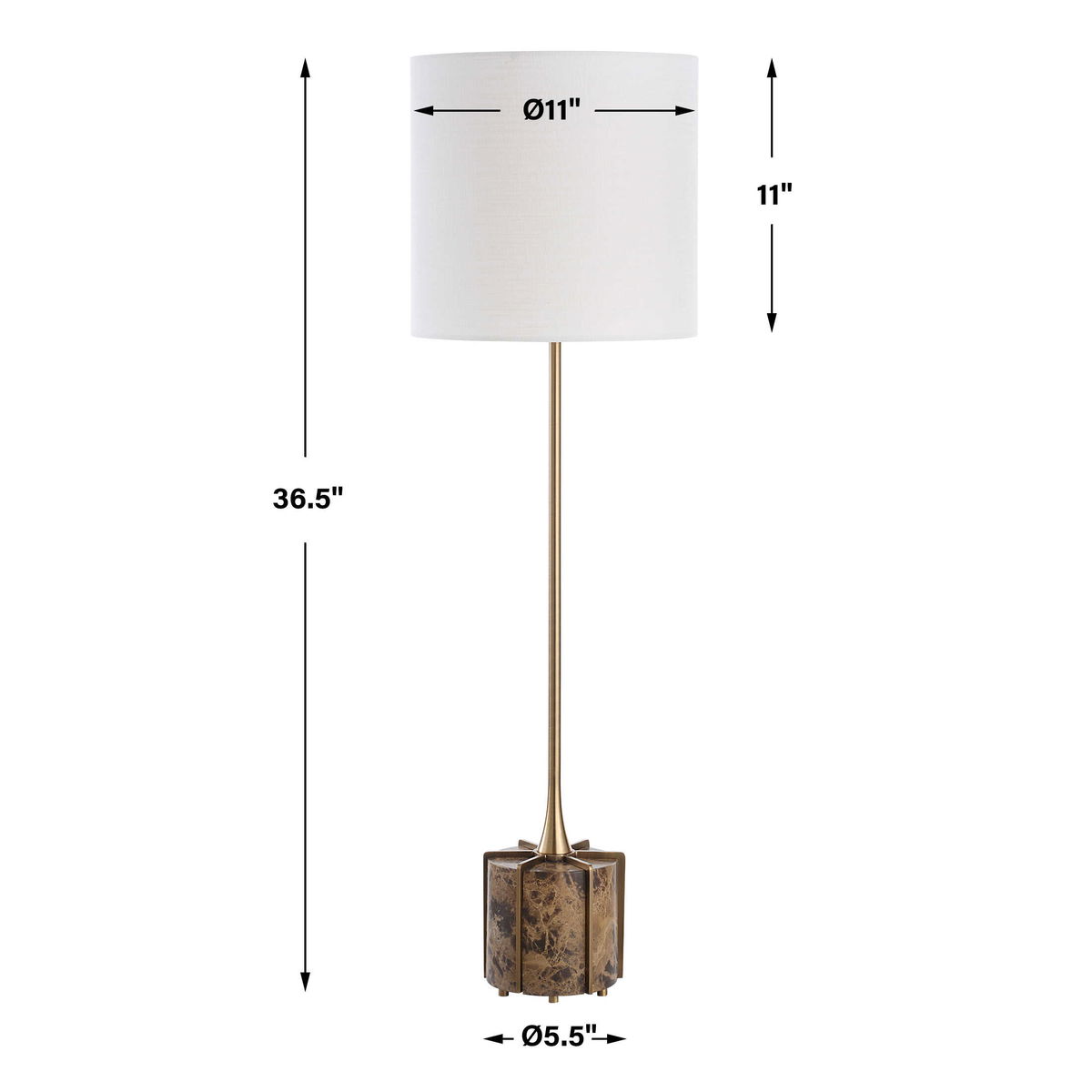 Britwell Brown Buffet Lamp, Table Lamp by Uttermost, 11" width x 36.5" height x 11" depth View 3