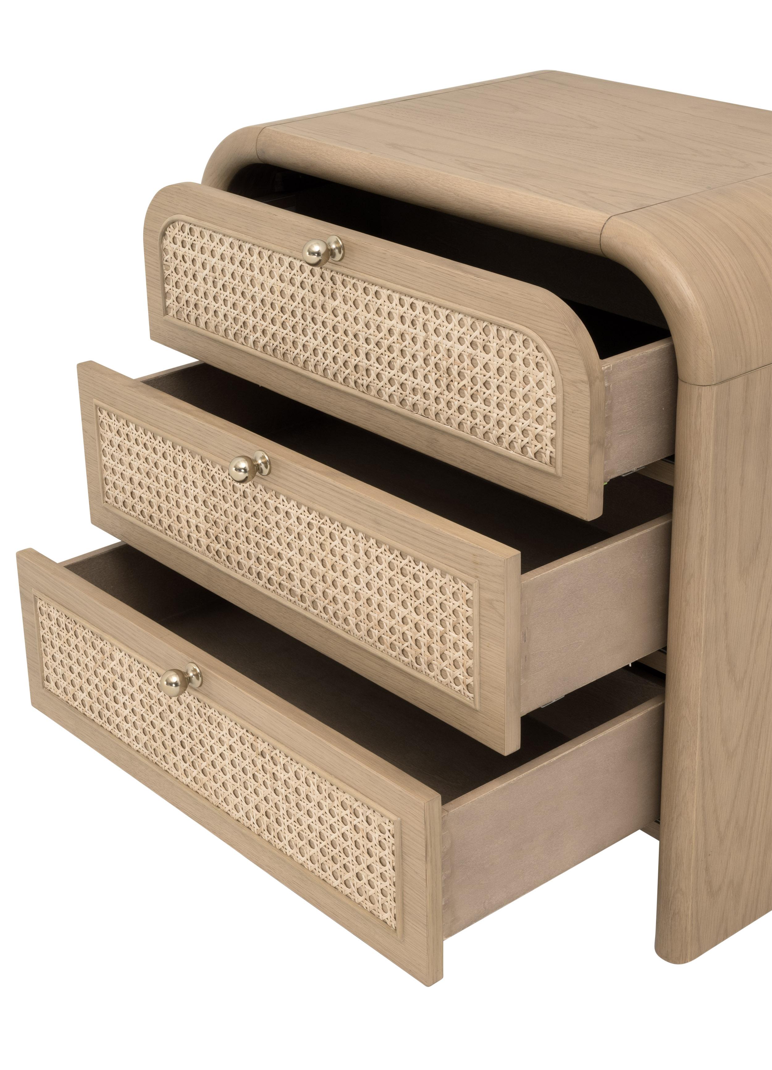 Cannes 3-Drawer Nightstand, by Essentials for Living, 28" width x 27" height x 18" depth View 10