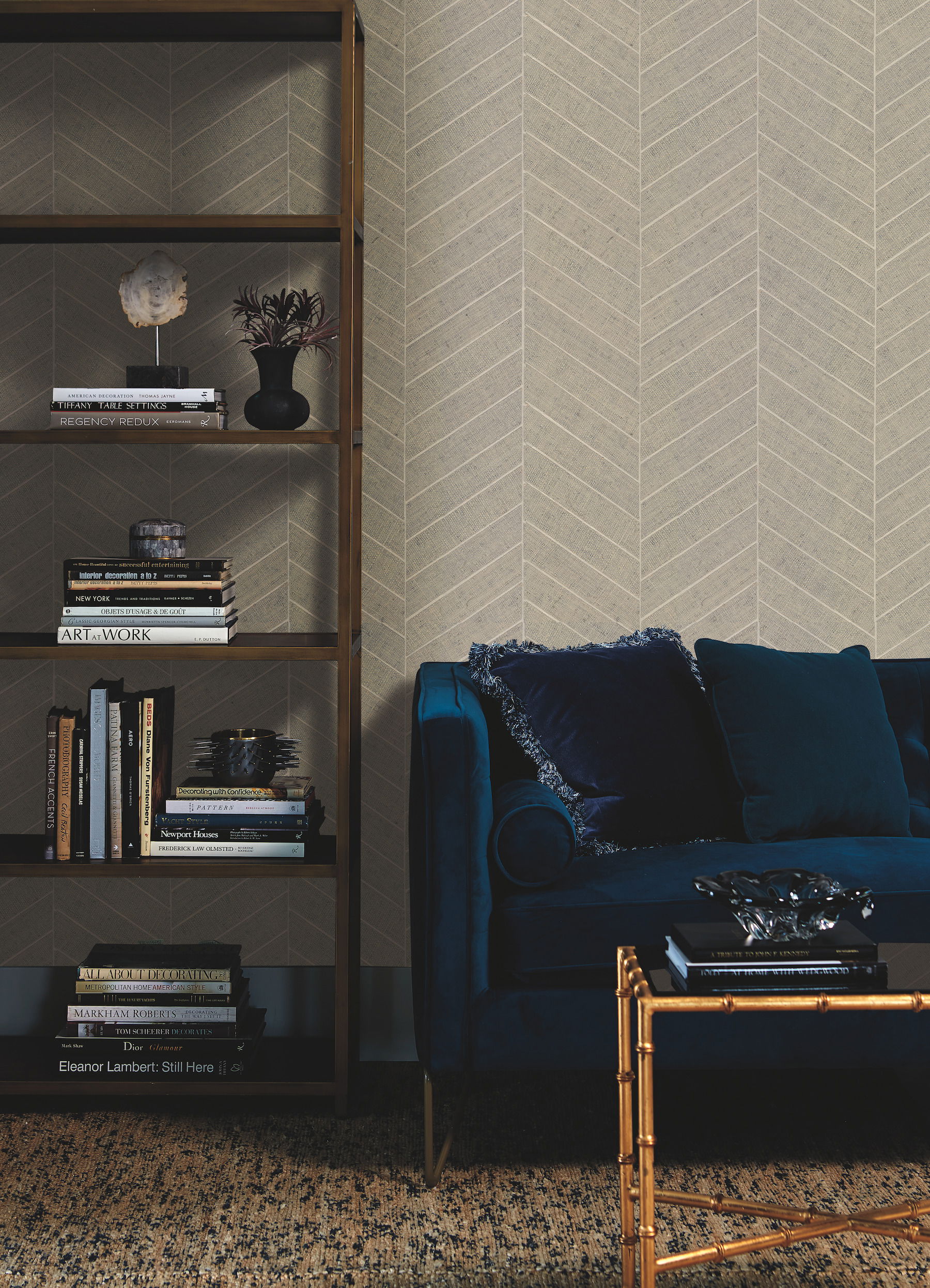 Atelier Herringbone Off White Wallpaper, by York Wall, 24' length x 3' width x 0.02" depth View 2