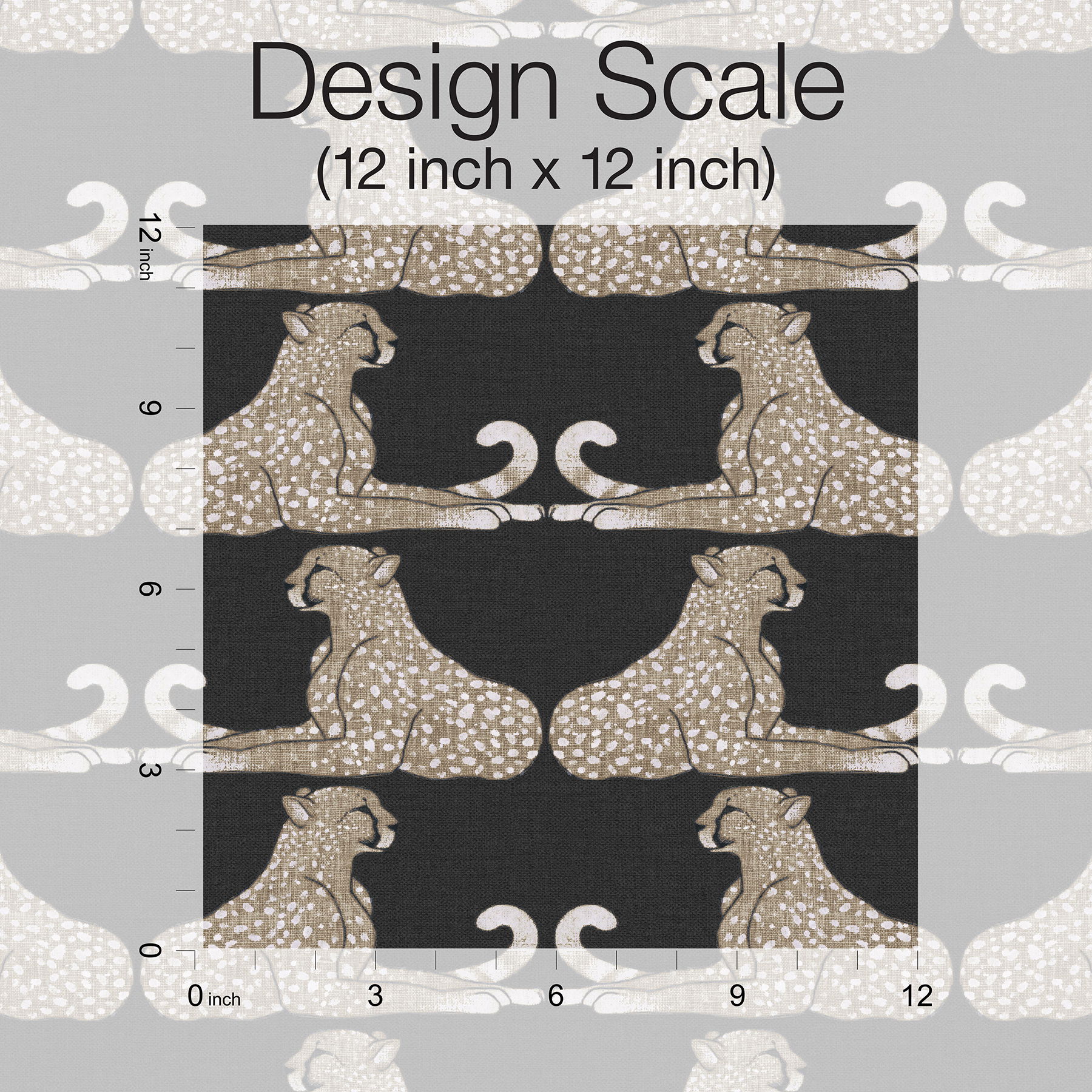 Reclining Cheetahs Black Peel & Stick Wallpaper large image 